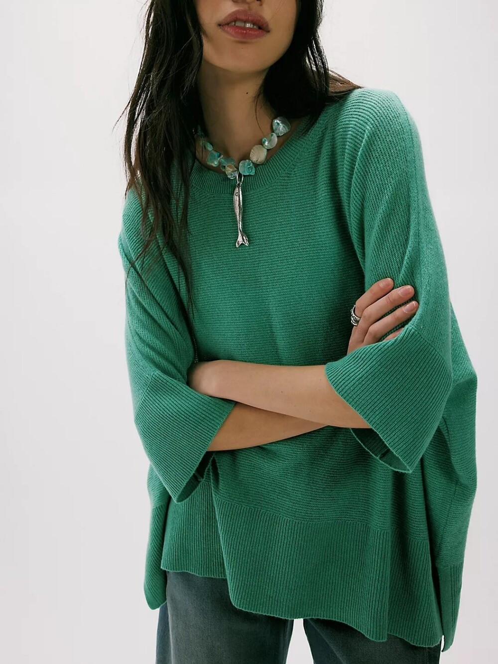 We The Free North Street Cashmere Top Size Small Venetian Green Luxury - Picture 1 of 14